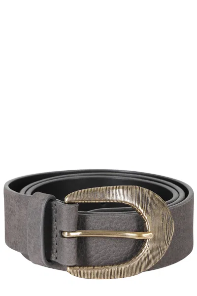 Orciani Charcoal Nabucco Textured Leather Belt In Grey
