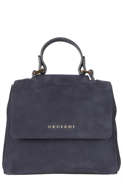 Orciani Charcoal Sveva Xs Nabucco Embossed Leather Handbag In Grey