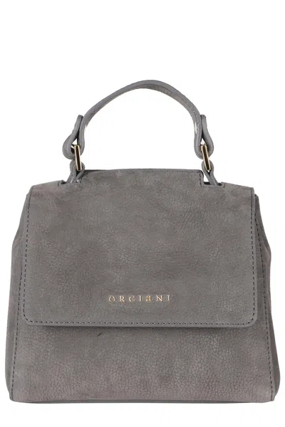 Orciani Charcoal Sveva Xs Nabucco Embossed Leather Handbag In Grey