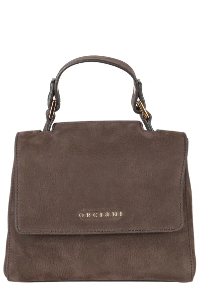 Orciani Charcoal Sveva Xs Nabucco Embossed Leather Handbag In Grey