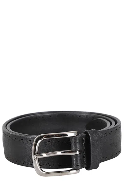 Orciani Chevrette Leather Belt In Black