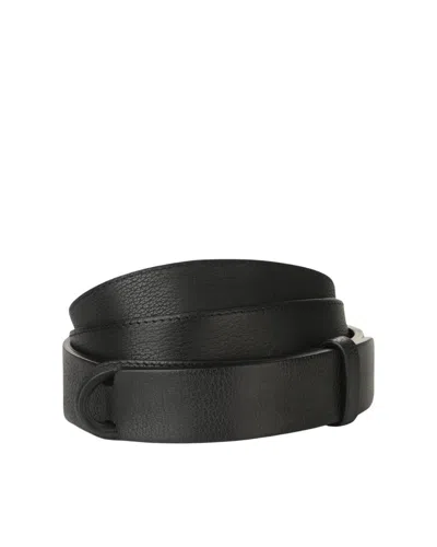 Orciani Nobuckle Leather Belt With Smooth Finish In Black