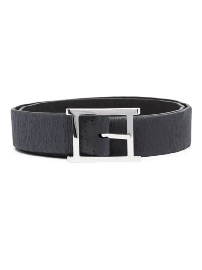 Orciani Chevrette Reversible Leather Belt In Blau