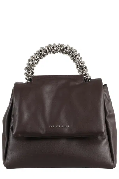 Orciani Chocolate Nappa Leather Bold Small Bag In Brown