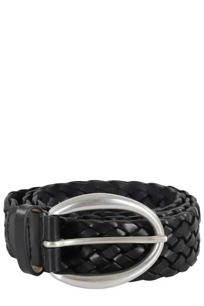 Orciani Woven Leather Belt With Adjustable Buckle Closure