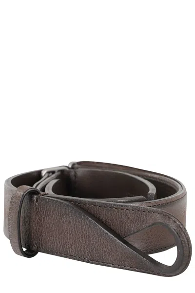 Orciani Cintura Nobukle Chevrette In Pelle In Brown