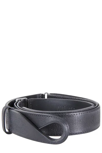 Orciani Cintura Nobukle Chevrette In Pelle In Gray