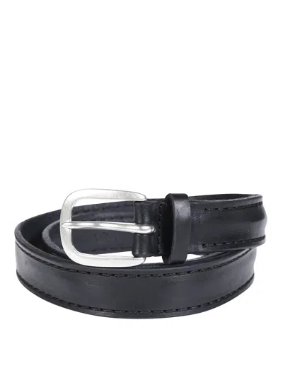 Orciani Cintura Sportiva Soft Leather Belt In Black