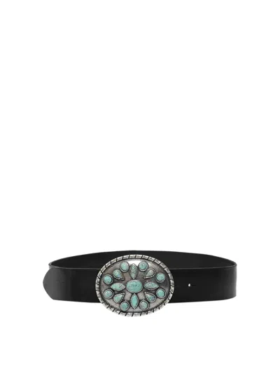 Orciani Western Bull Soft Belt In Black Leather In Neutral