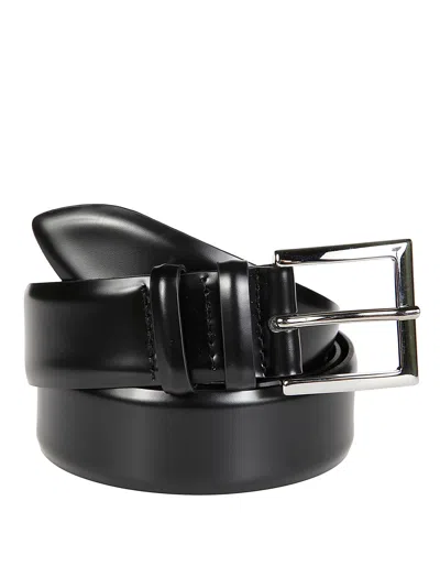 Orciani Classic 3.5 Cm Leather Belt For Men In Black