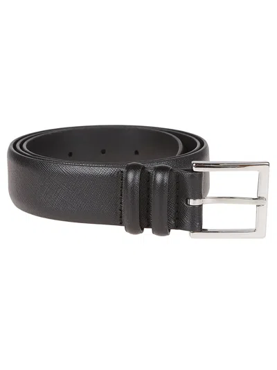 Orciani Classic Basic Textured Leather Belt In Black