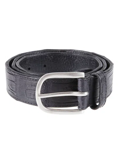 Orciani Classic Cocco Crocodile Leather Belt In Blue