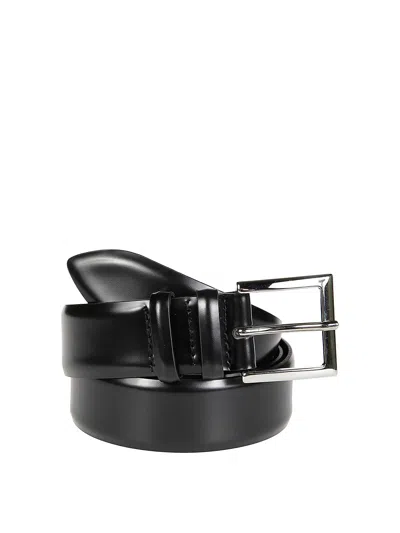 Orciani Classic Leather Belt 35 Cm In Black
