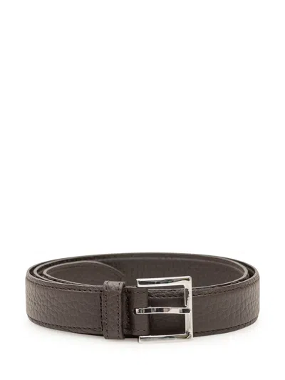 Orciani Classic Leather Belt In T.moro
