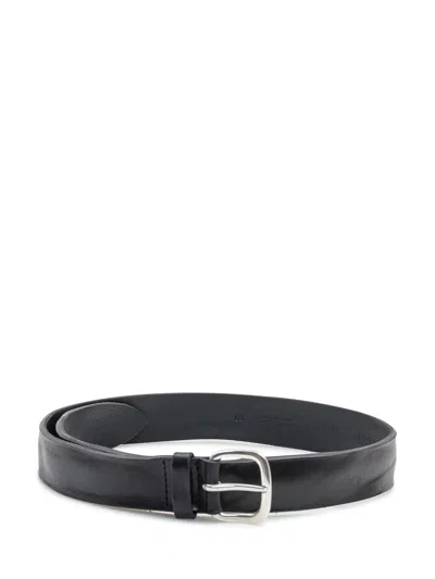 Orciani Classic Leather Belt With Metal Buckle In Nero
