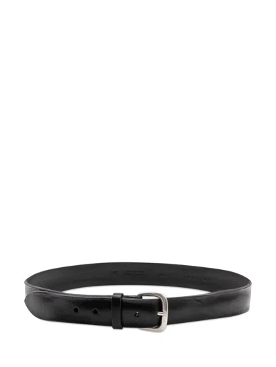 Orciani Classic Leather Belt With Metal Buckle In Nero