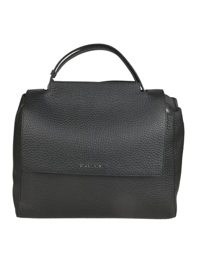 Orciani Classic Logo Flap Shoulder Bag In Black