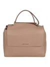 Orciani Logo Top Handle Tote In Cameo