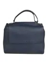 Orciani Sveva Medium Blue Leather Shoulder Bag In Navy