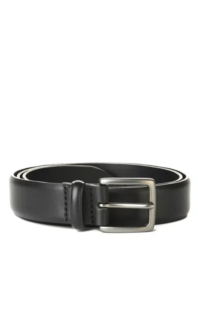 Orciani Brushed Leather Burnished Buckle Belt In Black