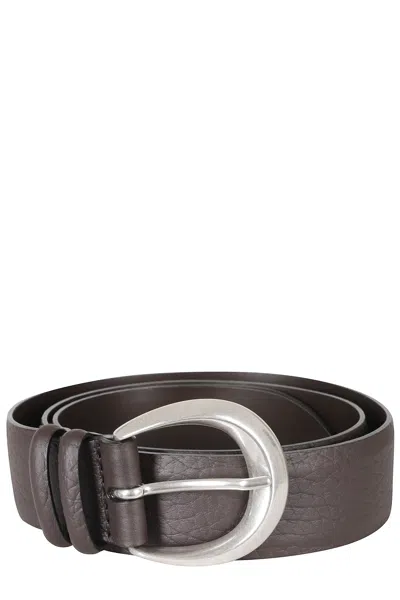 Orciani Classica Soft Classic Soft Calf Leather Belt In Grey