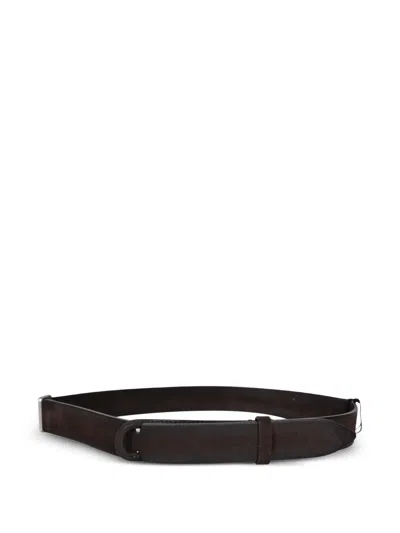 Orciani 클라우디 노 버클 스웨이드 벨트 In Brown