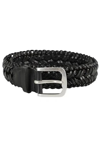 Orciani Interwoven Leather Belt In Schwarz