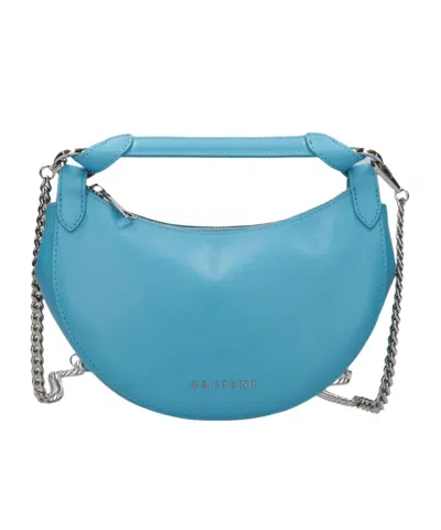 Orciani Crescent Zipper Shoulder Bag In Blue