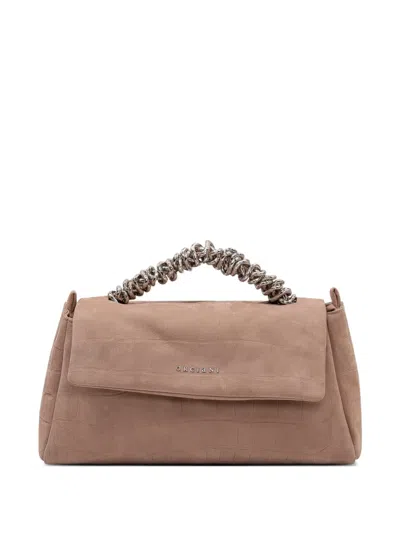 Orciani Croc Effect Twisted Handle Tote Bag In Neutral