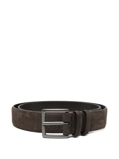 Orciani Crocodile-embossed Leather Belt In Brown