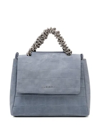 Orciani Crocodile-effect Chain Handle Tote Bag In Blue