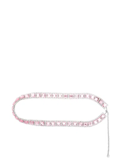 Orciani Crystal-embellished Belt In Silver