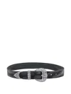 Orciani Crystal-embellished Leather Belt In Black