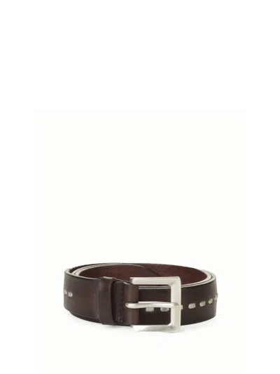 Orciani Dark Brown Leather Belt In T.moro