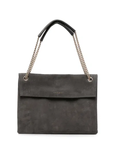 Orciani Dark Grey Nabucco Large Shoulder Bag In Gray
