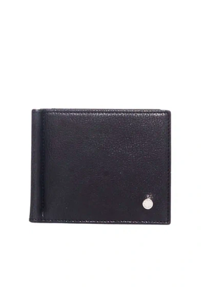 Orciani Dollar Holder With Pocket In Black Leather