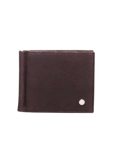 Orciani Dollar Holder With Pocket In Dark Brown Leather In Black