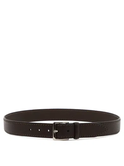 Orciani Dollar Leather Belt Belts Brown In Gold