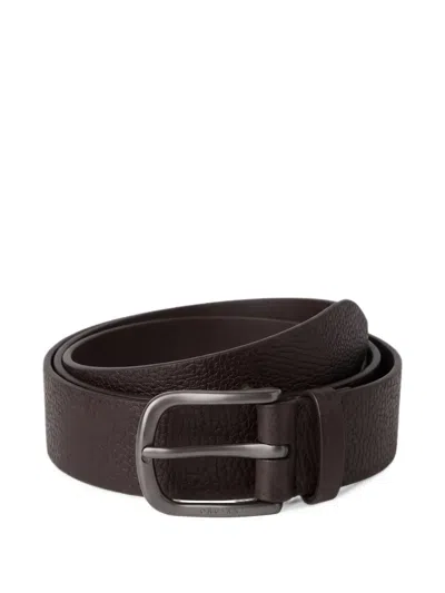 Orciani Dollaro Grained Leather Belt In Brown