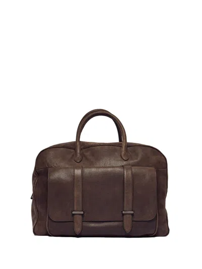 Orciani Double-handle Dark Brown Leather Bag