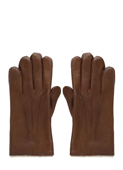 Orciani Drummed Gloves In Brown