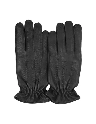 Orciani Drummed Gloves In Black Leather