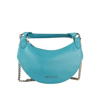 Orciani Dumpling Leather Aquarium Mini Bag With Shoulder Strap In Blue