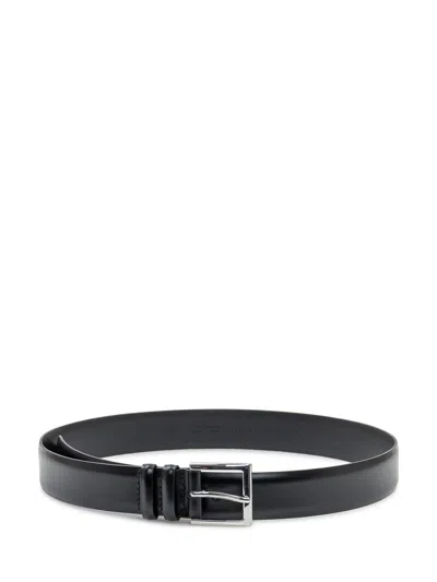 Orciani Elegant Leather Belt With Metallic Buckle In Nero
