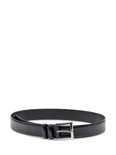 Orciani Elegant Leather Belt With Polished Buckle In Oceano