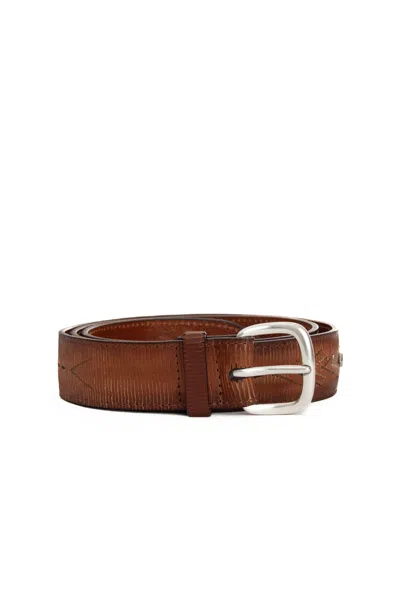 Orciani Elegant Men's Mini Leather Belt In Brown