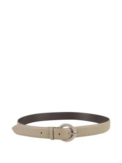 Orciani Embellished Buckle Leather Belt In Neutral