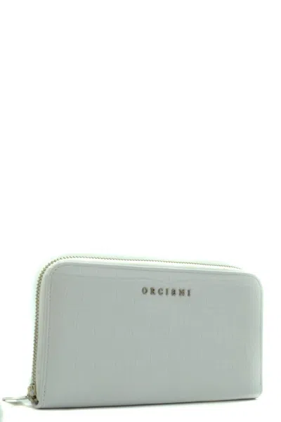 Orciani Embossed Crocodile Pattern Wallet With Zip-around Closure In Gray