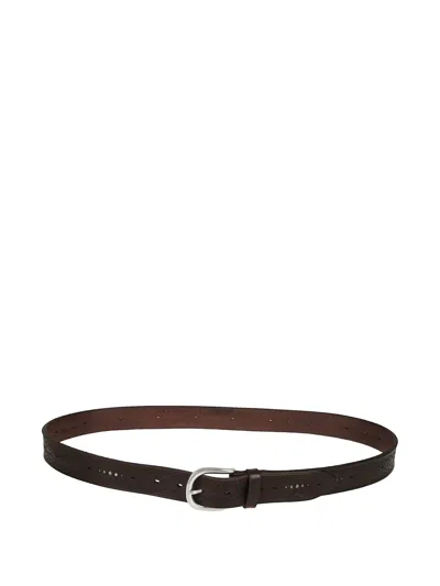Orciani Embossed Leather Belt In Brown
