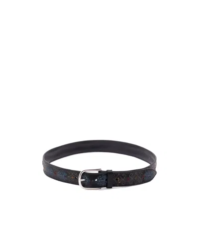 Orciani Embroidered Leather Belt In Black